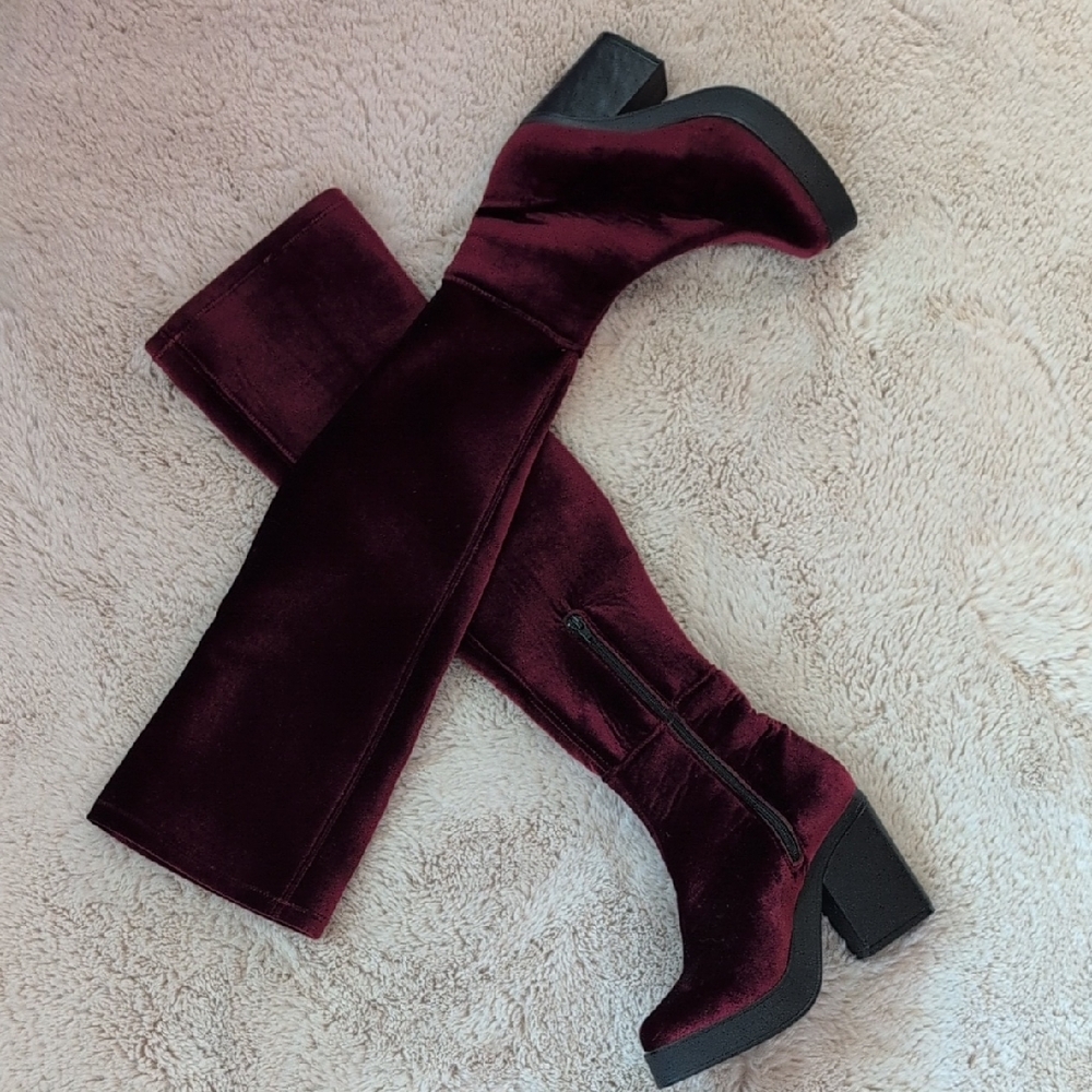 Miista Velvet Burgundy Heeled Boots